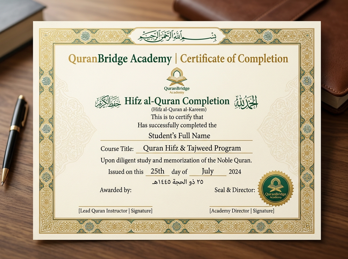 Noorani Qaida Completion Certificate